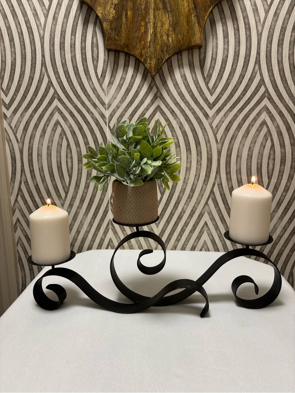 Vintage Mcm retro antique bronze candle holder